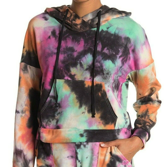 Zella Tops - Z By Zella Wander Crop Sweatshirt Hoodie S Dolman Tie Dye Orange Zinnia EUC B48